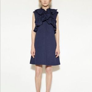 Marni sleeveless ruffled blue dress in size 46